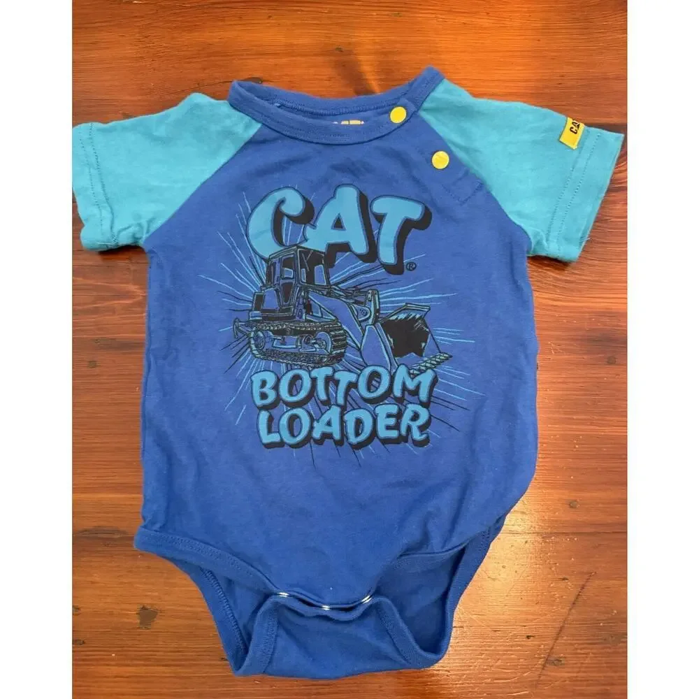 Caterpillar CAT Equipment Infant Blue Short Sleeve Bodysuit Size 9 Months